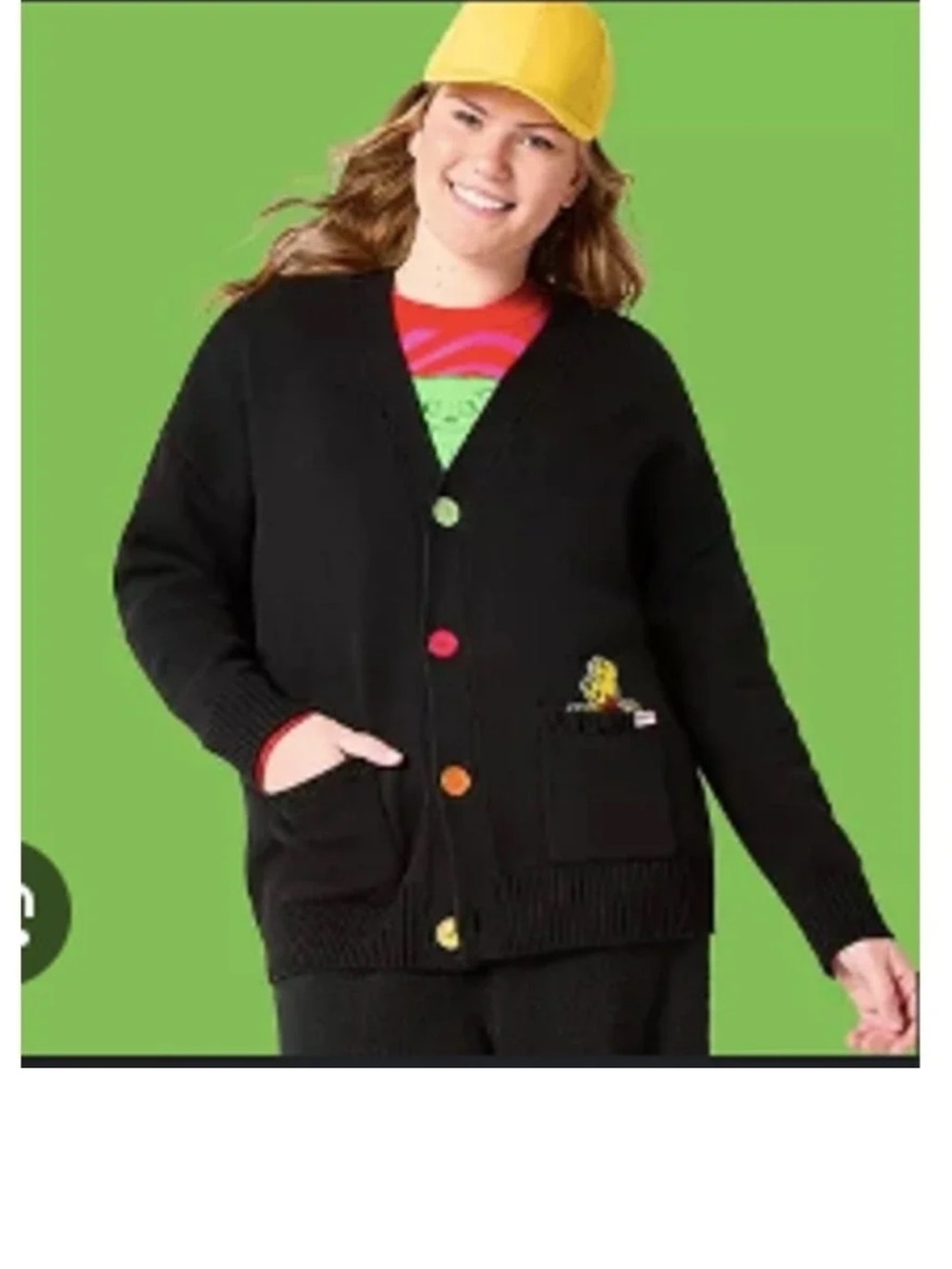 HARI Black Cardigan with Multicolor Buttons